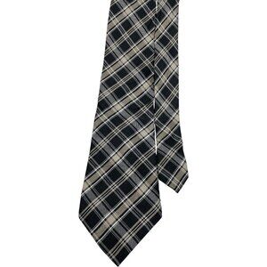 Ralph Lauren Chaps Silk Tie Tartan Plaid Blue Gray